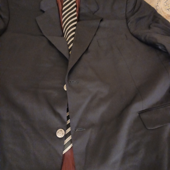 Men's Classic Black Sport Jacket. Blk Pants 44/32. Blk Tie. - Picture 4 of 9